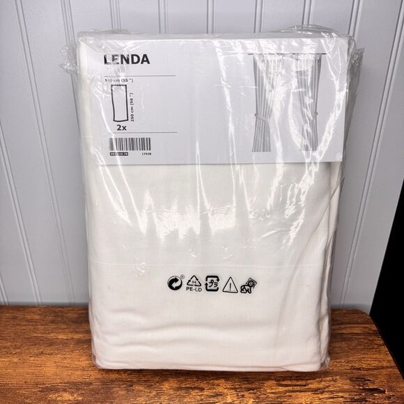 Ikea LENDA Curtains with tie backs 55x98" 1 pair white 301.119.78 - NEW Open Bag - Picture 1 of 8